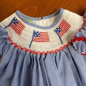 Patriotic American Flag Smocked Dress